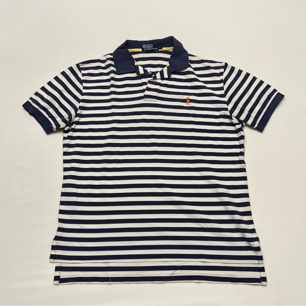 Y2K Polo Ralph Lauren Blue Label Pony Logo Striped Polo Shirt Men's Size Large